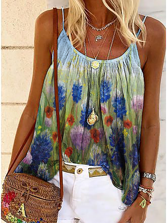 Printed Sweet Cotton Loose Tank & Cami