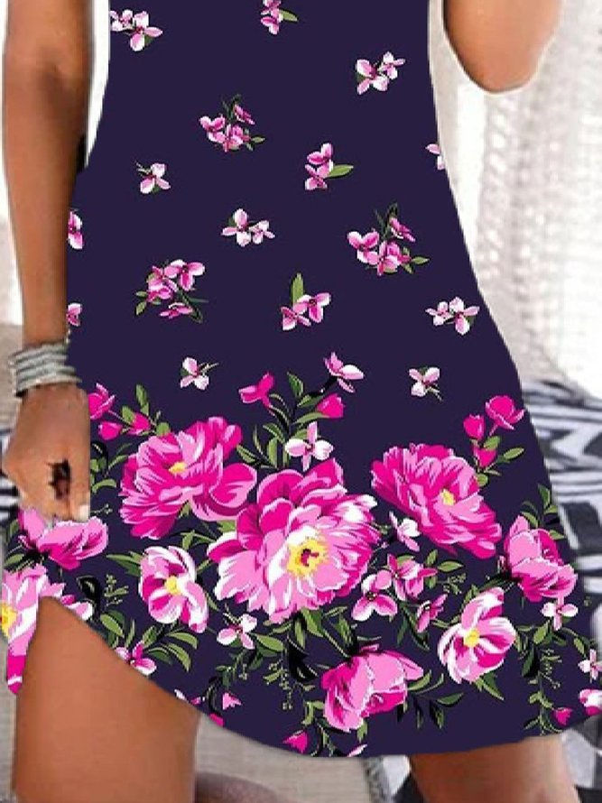 Crew Neck Cotton-Blend Printed Fit Shorts