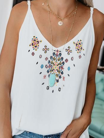 Floral Vacation Cotton Blends Tank & Cami