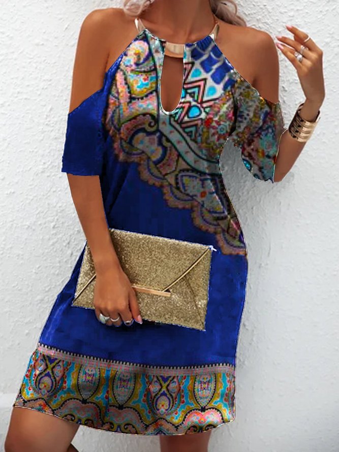 Wool/knitting Abstract Cold Shoulder Shorts