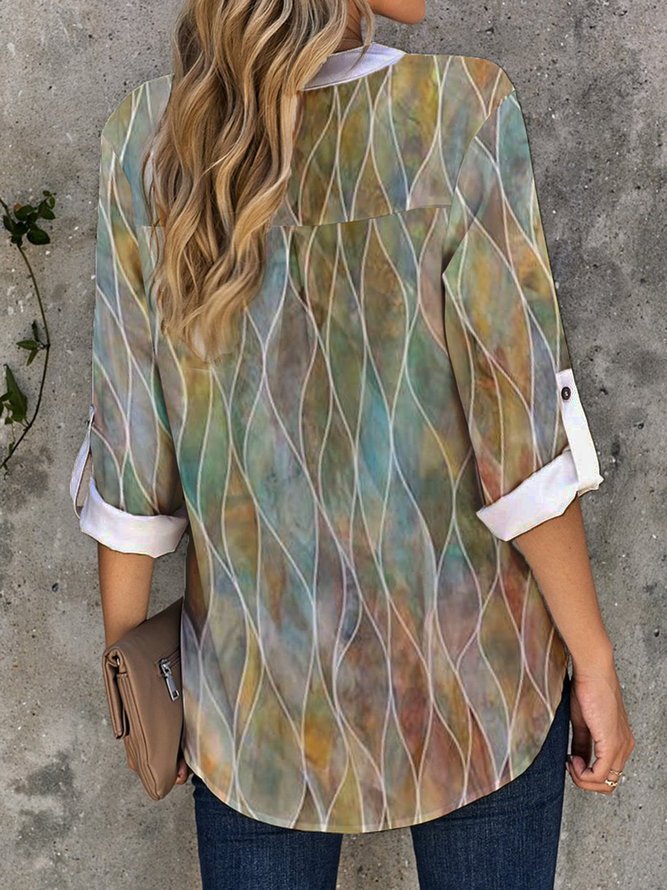 Half Sleeve V Neck Vintage Top