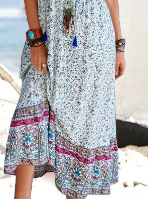Loose Vacation Floral Cotton Maxi