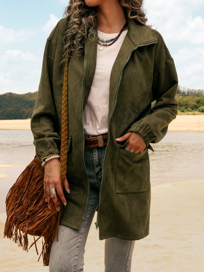 Casual Stand Collar Pockets Coats
