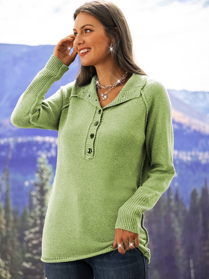 Loosen Buttoned Casual Sweaters