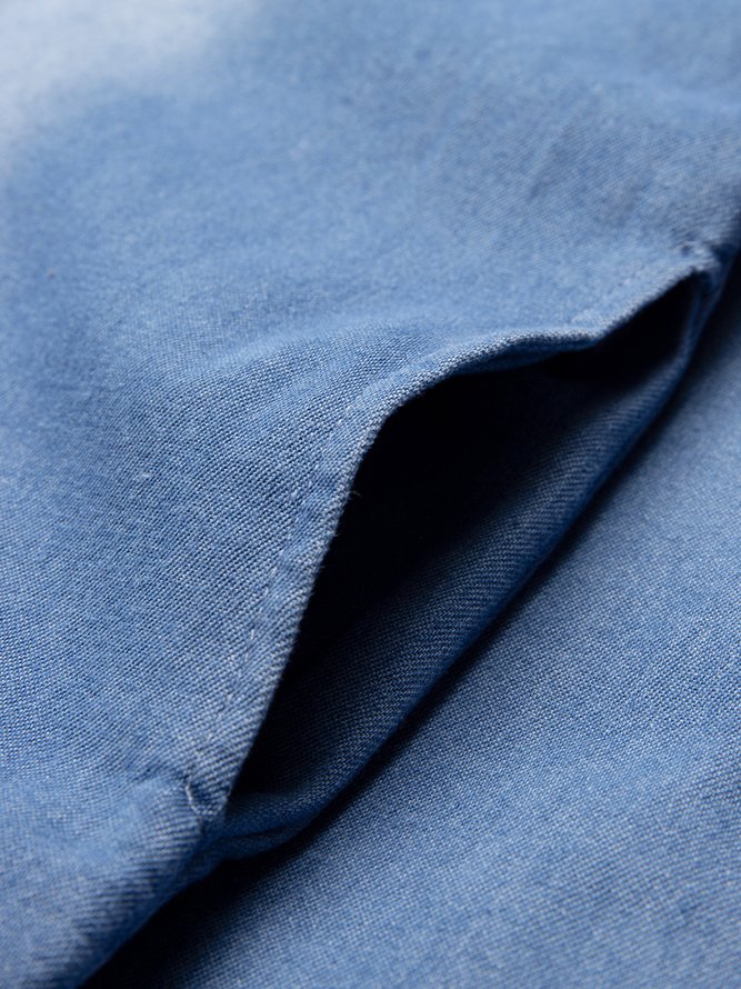 Round Neck Vacation Denim Shorts