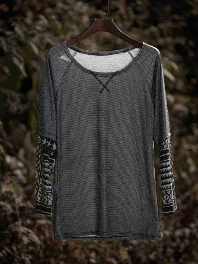 Round Neck Loosen Casual Blouses