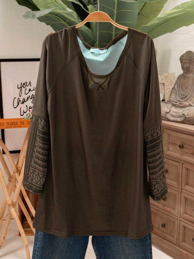 Round Neck Loosen Casual Blouses