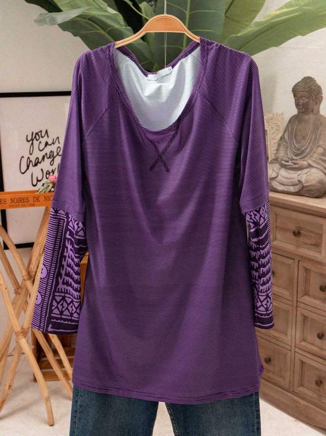 Round Neck Loosen Casual Blouses