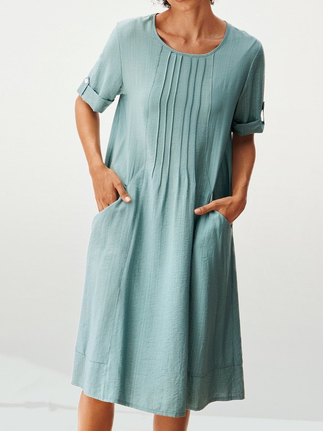 Round Neck Loosen Vintage Casual Dresses | outlet.noracora