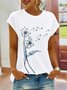 Casual Dandelion Short Sleeve Round Neck Printed Top T-Shirt