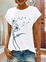 Casual Dandelion Short Sleeve Round Neck Printed Top T-Shirt