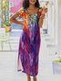 Floral-Print Ombre/tie-Dye Cotton Vintage Weaving Dress