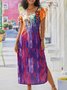 Floral-Print Ombre/tie-Dye Cotton Vintage Weaving Dress