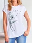 Casual Dandelion Short Sleeve Round Neck Printed Top T-Shirt