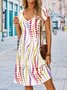 Vacation Geometric V Neck Short Sleeve Knit Dress