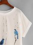 Women's  Casual Round Neck  Animal Printed Short Sleeve Shirt & Top