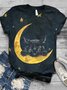 Crew Neck Animal Loose Cotton-Blend T-shirt