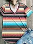 Multicolor Floral-Print Shift Casual Stripes T-shirt