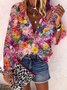 Printed Vacation V Neck Blouses