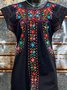 Floral Short Sleeve Vintage Crew Neck Weaving Dress
