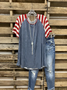 Casual Cotton-Blend Crew Neck Striped Auto-Clearance