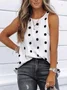 Cotton-Blend Polka Dots Casual Fit Tanks & Camis