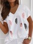 Casual Graphic V Neck T-shirt