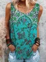 Cotton Boho Crew Neck Tanks & Camis
