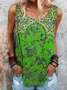 Cotton Boho Crew Neck Tanks & Camis