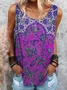 Cotton Boho Crew Neck Tanks & Camis