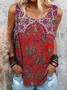 Cotton Boho Crew Neck Tanks & Camis