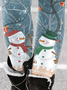Christmas Snowman Cotton Blends Leggings