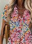 Casual Floral Buttoned Loosen Blouses