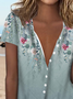 Floral Stand Collar Loosen Blouses