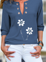 Notched Loose Floral Tops