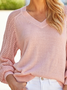 Women Casual Plain Winter V neck Loose Wool/Knitting Regular Medium Elasticity Regular Size Sweater
