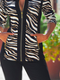 Women Striped Vintage Autumn Natural Daily Regular Pilot H-Line Regular Jacket