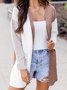 Women Casual Color Block Autumn Polyester Natural Heavyweight Daily Mid-long Regular Size Other Coat
