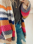 Women Casual Color Block Winter Long sleeve Wool/Knitting Mid-long Thicken Medium Elasticity Regular Size Sweater