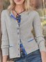 Women Casual Winter Buttoned Mid-weight Micro-Elasticity Daily Casual Long sleeve Jacket