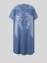Round Neck Vacation Denim Shorts