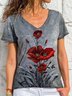 Cotton Loose Casual V Neck T-shirt