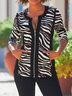 Women Striped Vintage Autumn Natural Daily Regular Pilot H-Line Regular Jacket