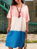Round Neck Casual Color Block Midi